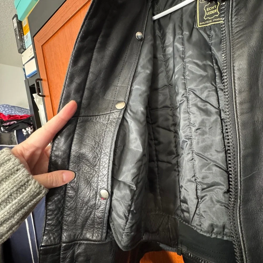 Hein Gericke Echt Leder VTG Black Leather Motorcycle Jacket 44 Lined Vented Pads